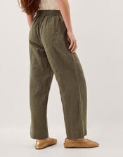 Lucy Regular Straight Leg Linen Trousers, Green (KHAKI), large