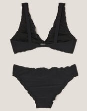 Embroidered Frill Bikini Set, Black (BLACK), large