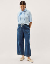 Heidi Drawstring Regular Wide Leg Jeans, Blue (MID AUTHENTIC BLUE), large