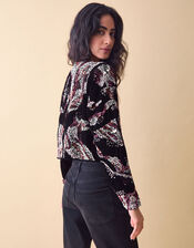 Clemence Rosalie Cropped Sequin Velvet Jacket, Black (BLACK), large