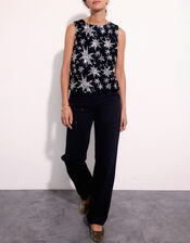 East Medi Embellished Star Sequin Top, Black (BLACK), large