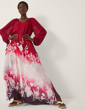 Lilian Floral Print Ombré Maxi Dress, Red (RED), large