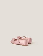 Rosette Satin Ballet Flats, Pink (PINK), large