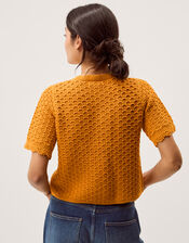 Sarna Textured Knit Cardigan, Yellow (OCHRE), large