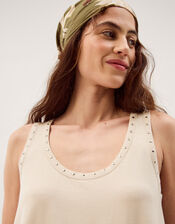 Sabia Stud Jersey Cami Top, Natural (NATURAL), large