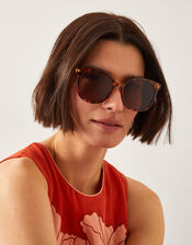 Oversized Tort Round Sunglasses, , large