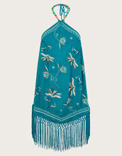 Liza Embellished Tassel Halter Top, Teal (TEAL), large