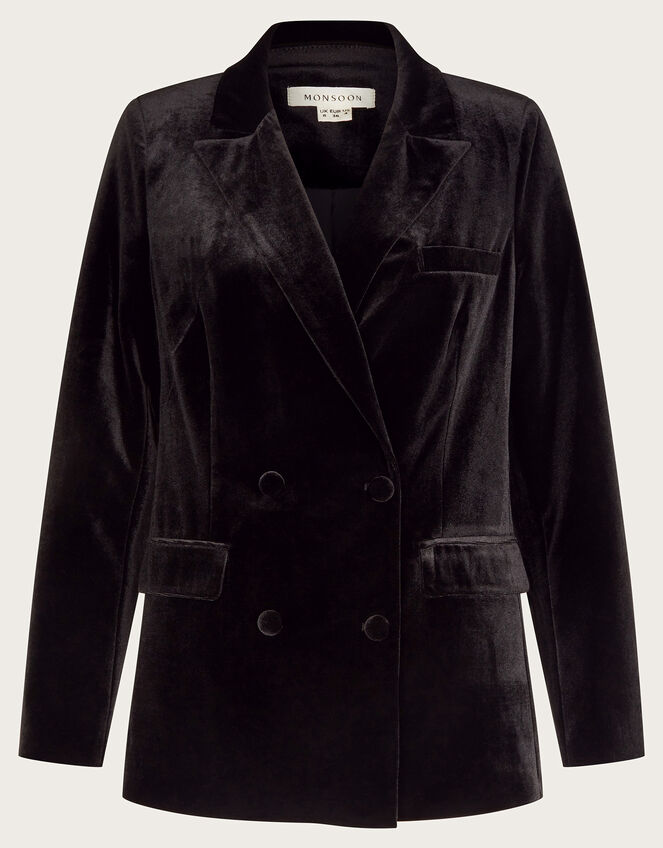 Valery Velvet Double Breasted Jacket , Black (BLACK), large