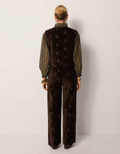 Maison Hotel Paco Embroidered Velvet Trousers, Brown (BROWN), large