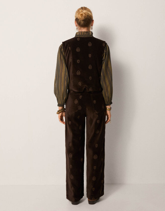 Maison Hotel Paco Embroidered Velvet Trousers, Brown (BROWN), large