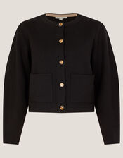 Bria Crew Neck Cardigan, Black (BLACK), large