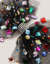 Bejewelled Bow Hair Clip, , large