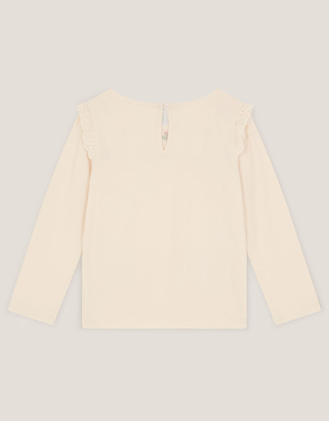 Floral Embroidered Long Sleeve Top , Ivory (IVORY), large