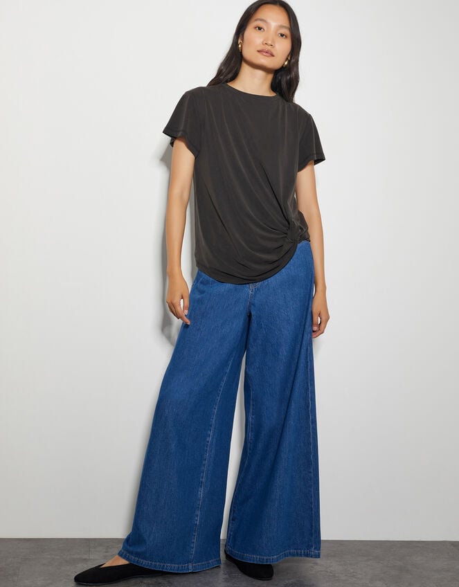 Tawn Twist Front Jersey T-Shirt, Black (BLACK), large