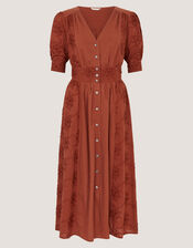 Harika Floral Embroidered Midi Dress, Brown (BROWN), large