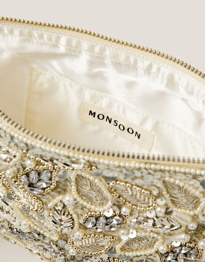 Febe Floral Embellished Tassel Pouch, , large