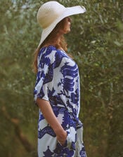 One Hundred Stars Obi Giant Willow Print Midi Dress, Blue (BLUE), large