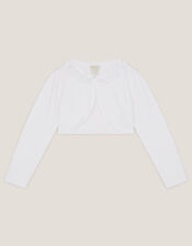 Ottilie Appliqu&eacute; Rose Cardigan, White (WHITE), large