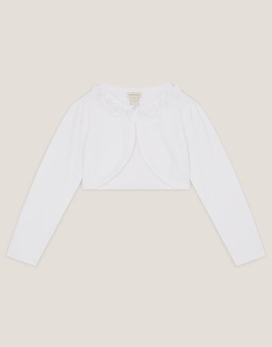 Ottilie Appliqu&eacute; Rose Cardigan, White (WHITE), large