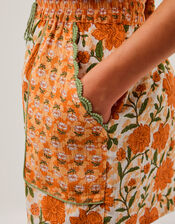 Carris Floral Scallop Shorts, Orange (ORANGE), large