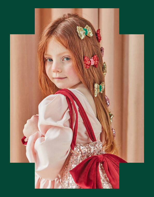 Meri Meri 6-Pack Sequin Bow Hair Clips, , large