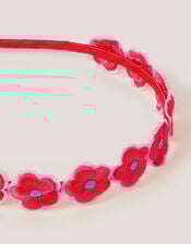 Embroidered Flower Headband, , large