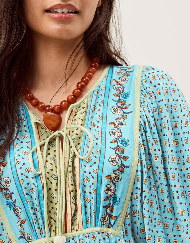 Millie Long Sleeve Print Midi Dress, Blue (PALE BLUE), large