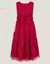 Alicia Lace Embroidered Party Dress, Red (RED), large