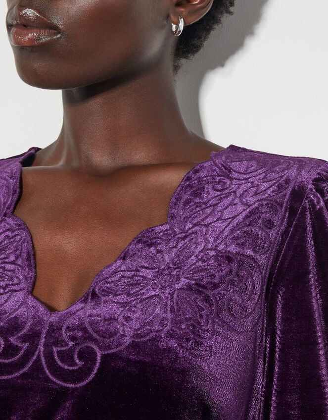 Vali Velvet Swing Mini Dress, Purple (PLUM), large