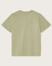 Lizard Embroidered Cotton T-Shirt, Green (KHAKI), large