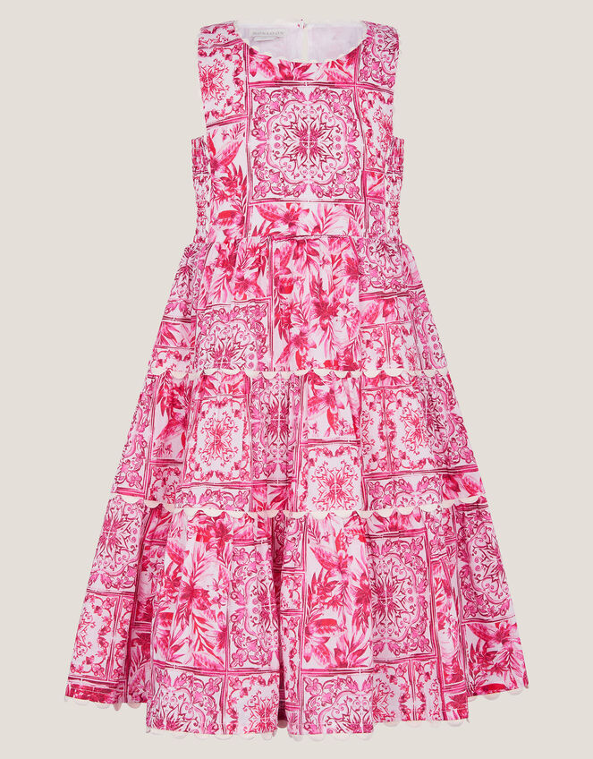 Tile Print Sleeveless Dress, Pink (PINK), large