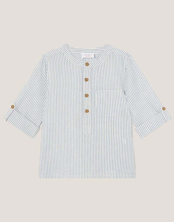 Stripe Cotton Shirt, Ivory (IVORY), large