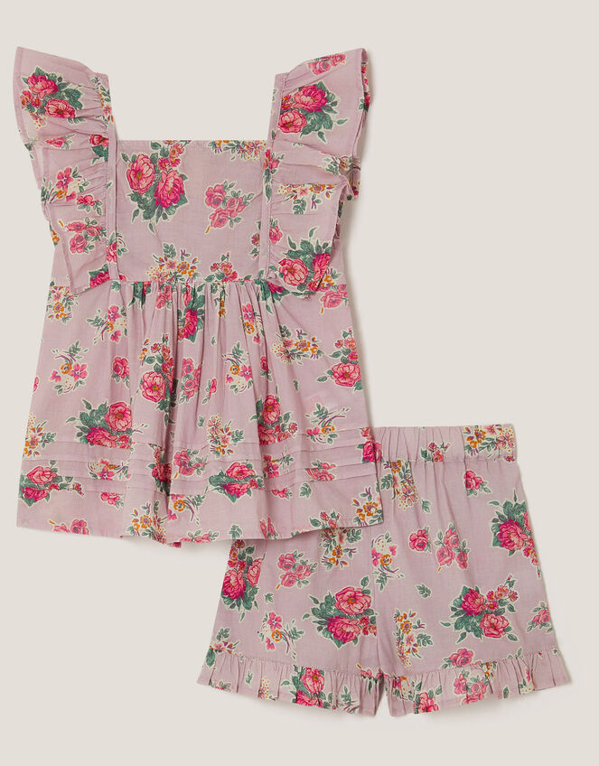 Baby Floral Frilly Top & Shorts Set, Purple (LILAC), large