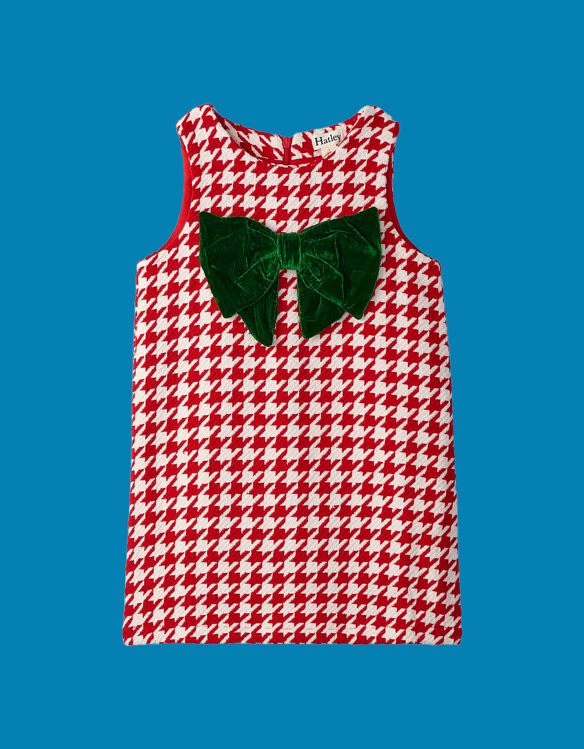 Hatley Houndstooth Bow Dress, Red (RED), large