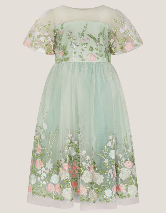 Dalia Floral Embroidered Party Dress, Green (SAGE), large