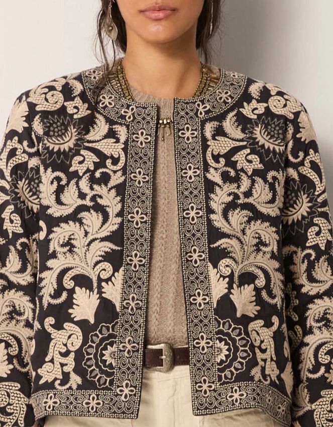 Maison Hotel Balani Ornate Print Jacket, Black (BLACK), large