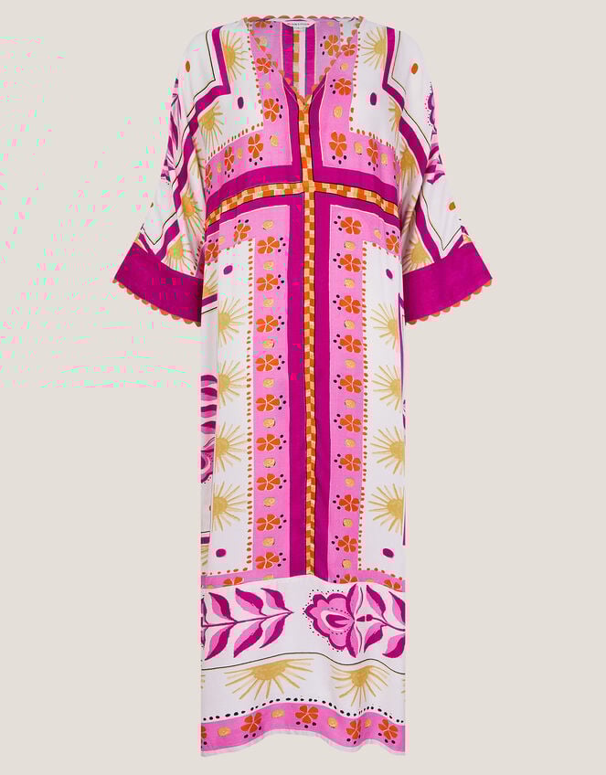 Tina Summer Floral Maxi Kaftan Dress, Pink (PINK), large
