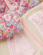 Floral Faux Shearling Hooded Jacket, Pink (PINK), large
