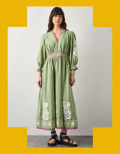 East Valeria Appliqué Midi Dress, Green (GREEN), large