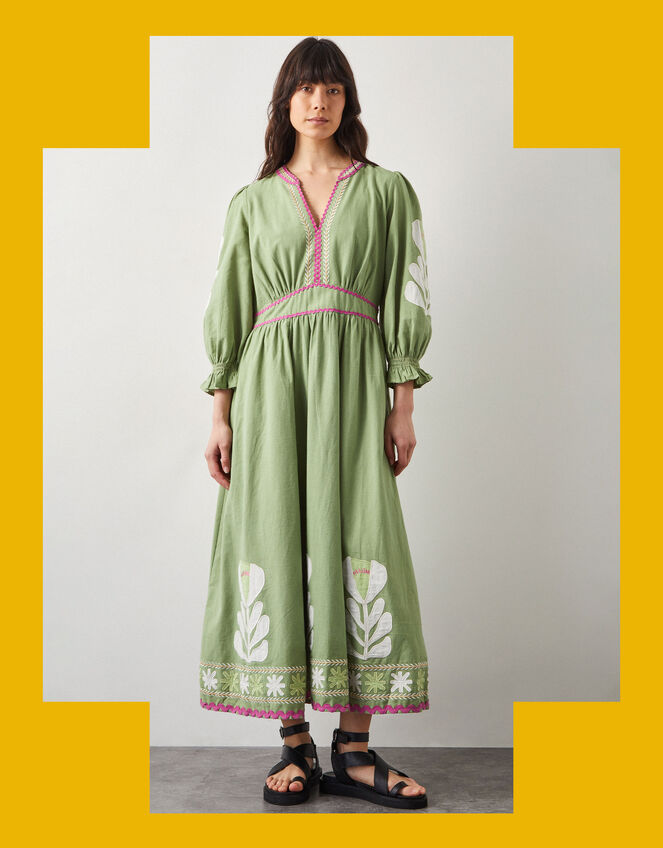 East Valeria Appliqué Midi Dress, Green (GREEN), large