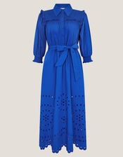 Jules Broderie Midi Shirt Dress, Blue (BLUE), large