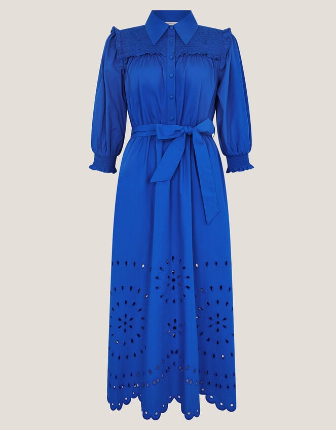 Jules Broderie Midi Shirt Dress, Blue (BLUE), large