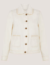 Sadie Frill Denim Jacket, Natural (ECRU), large