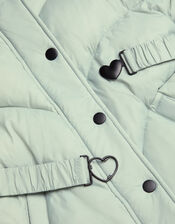 Belted Puffer Coat, Green (SAGE), large