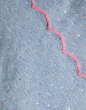 Rhinestone Scallop Denim Skort, Blue (BLUE), large