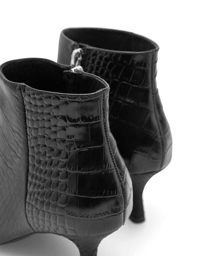 Woden Vera Croc Kitten Heel Boots, Black (BLACK), large