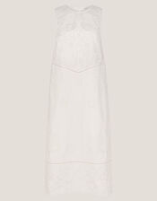 Carly Embroidered Midi Shift Dress, White (WHITE), large