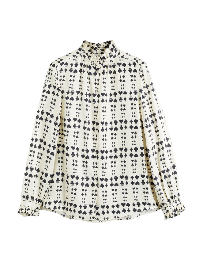 Chinti & Parker Queen of Hearts Ruffle Shirt, Cream (CREAM), large