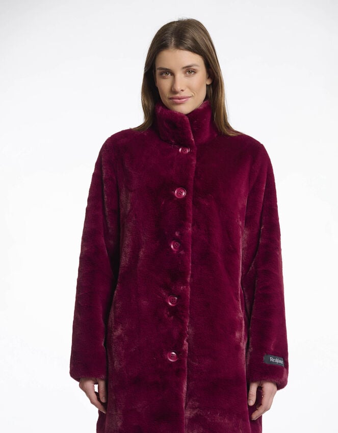 Rino & Pelle Nonna Faux Fur Teddy Coat, Red (BURGUNDY), large
