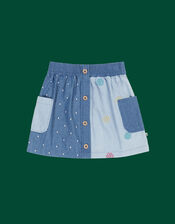Frugi Embroidered Denim Skirt, Blue (BLUE), large